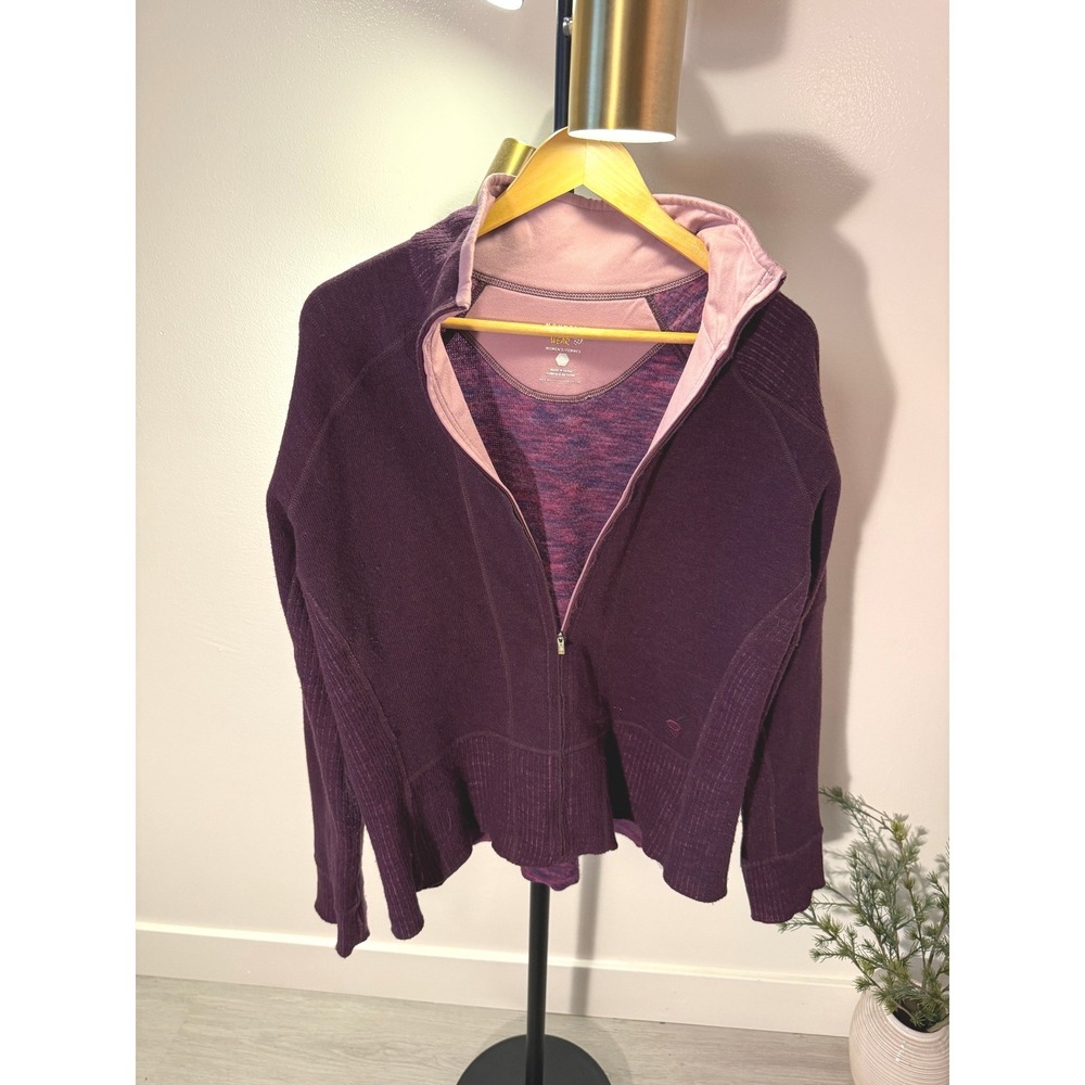 Mountain Hardwear Womens XL Half Zip Fleece Pullover Plum Purple Textured Ribbed